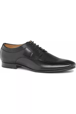 Ruosh Men Black Solid Leather Formal Derbys