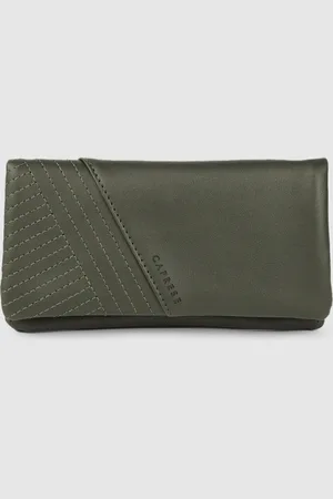 Caprese Women Olive Green Embroidered Two Fold Wallet