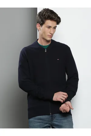 Tommy Hilfiger Men Navy Blue Knitted Zipper Cardigan