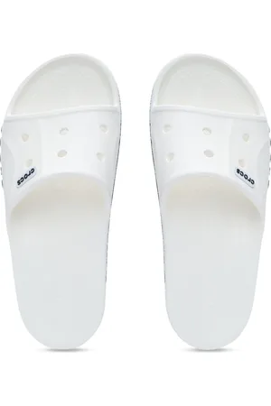 Crocs Unisex White Solid Bayaband Sliders