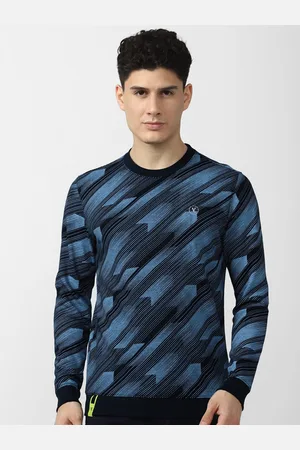 V Dot Men Blue Printed Sweatshirt
