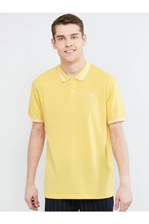 Max Collection Men Yellow Solid Polo Collar T-shirt