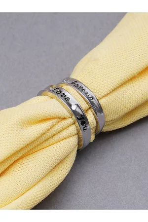 karatcart Silver Toned Elegant Couple Rings