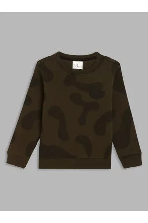 Blue Giraffe Boys Olive Green Printed Sweatshirt