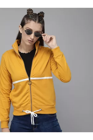 Roadster Girls Mustard Yellow Solid Sweatshirt