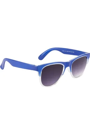 YK Unisex Kids Grey Lens & Blue Browline Sunglasses with UV Protected Lens