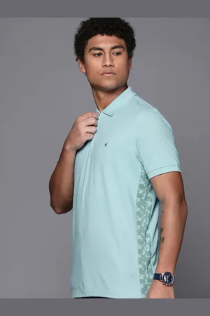 Louis Philippe Men Blue Polo Collar T-shirt
