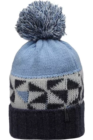 513 Clothing Women Blue & White Jacquard Knitted Beanie