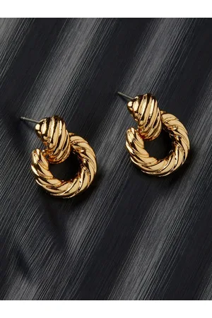 Accessorize Women Gold-Toned Berry Blush Twisted Tiny Doorknocker Earrings