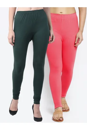 Jinfo Women Pack Of 2 Solid Ankle-Length Super combed Cotton Lycra Leggings