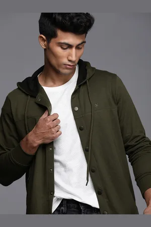 WROGN Men Olive Green Hooded Sweatshirt