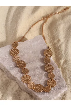 DEEBACO Gold-Toned Rose Gold-Plated Coin Necklace