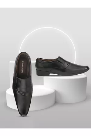 Provogue Men Black Solid Synthetic Slip-On