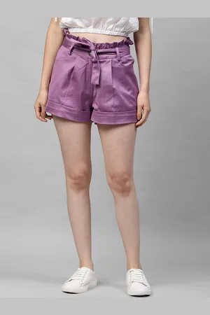 ATHENA Women Lavender Solid Regular Fit Shorts