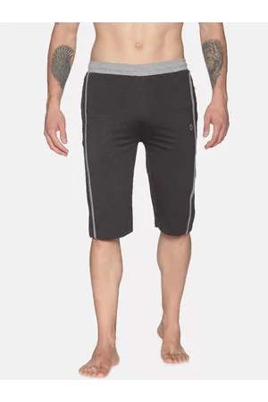 dollar Men Charcoal Solid Regular Fit Lounge Shorts