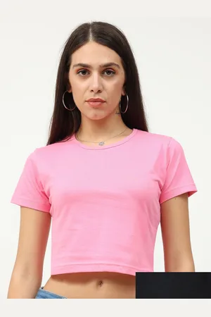 Fleximaa Woman Pack of 2 Pink & Black Crop Top