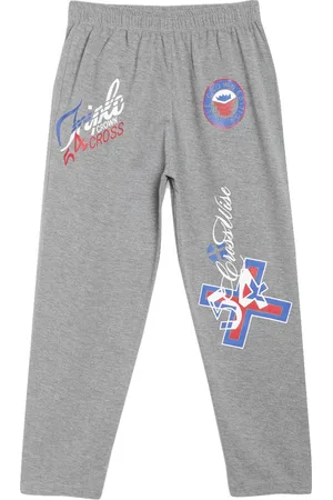 Sweet Angel Boys Grey Melange Printed Cotton Track Pants