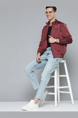 Mast & Harbour Men Maroon Solid Bomber Jacket