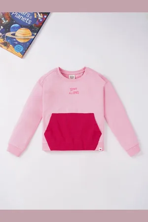 Ed-a-Mamma Girls Pink Colourblocked Sweatshirt