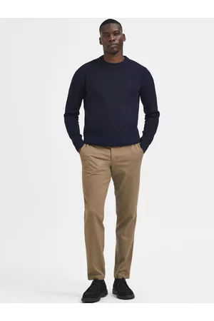 SELECTED Men Brown Slim Fit Chinos Trousers