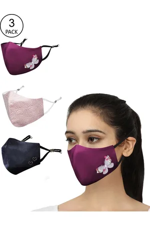 Masq Women Pack of 3 Sequinned 4-Ply Reusable Pure Cotton Cloth Masks