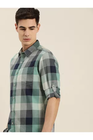 Moda Rapido Men Navy Blue & Multicoloured Slim Fit Checked Casual Shirt