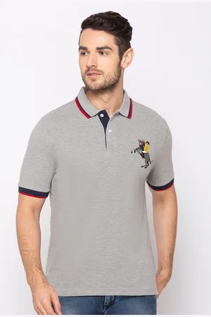 Giordano Men Grey Solid Slim Fit Polo Collar T-shirt
