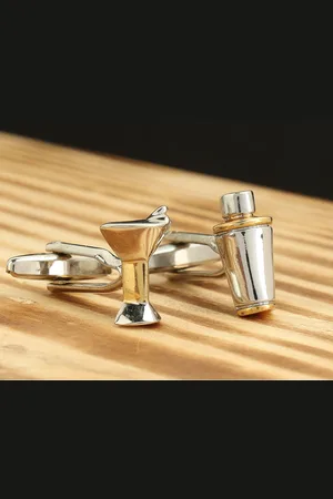 Alvaro Castagnino Silver-Toned & Gold-Toned Quirky Cufflink