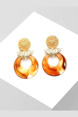 Avant Garde Gold-Plated Resin Circular Drop Earrings