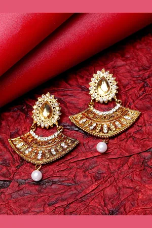 ANIKAS CREATION Gold-Plated Classic Drop Earrings