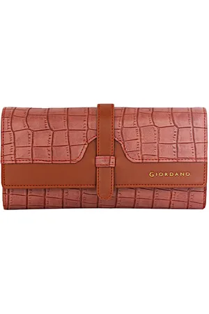 Giordano Women Brown Textured Three Fold Wallet