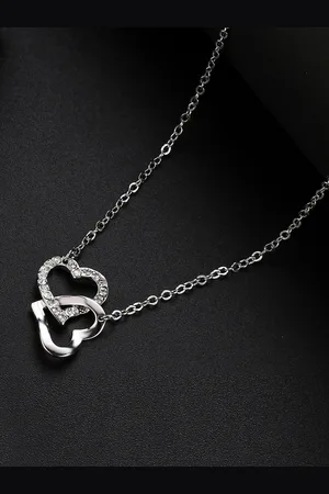Jewels Galaxy Rhodium-Plated & Silver-Toned Crystal Stone Studded Pendant with Chain