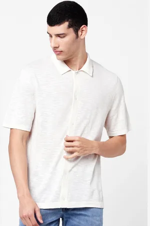 Celio Men Off White Polo Collar T-shirt