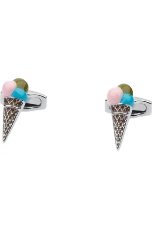 The Tie Hub Men Silver-Toned & Pink Quirky Cufflink