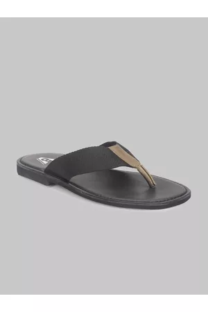 Ruosh Men Olive Green & Gold-Toned Leather Comfort Sandals