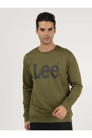 Lee Men Olive Green Printed Sweatshirt