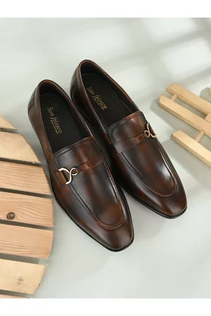 San Frissco Men Brown Faux Leather Formal Slip-Ons
