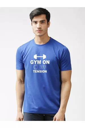 EPPE Men Blue Typography Printed Dry-Fit Sports T-shirt