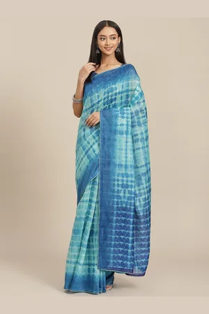Kalista Blue Tie and Dye Sequinned Saree
