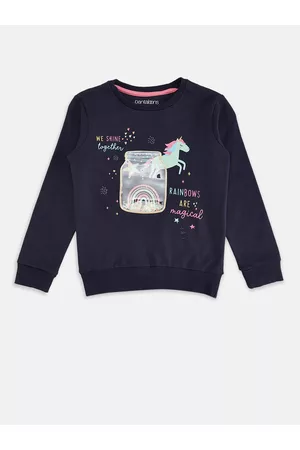 Pantaloons Girls Navy Blue Printed Sweatshirt