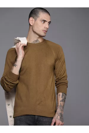 WROGN Men Tan Brown Solid Pullover