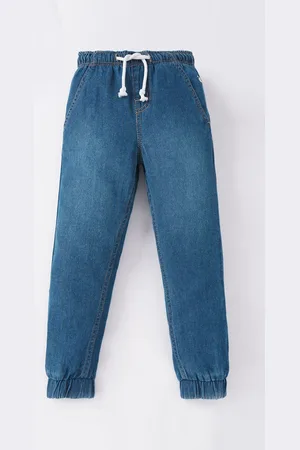 Ed-a-Mamma Boys Blue Solid Cotton Drawstring Joggers