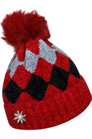 Loom Legacy Women Maroon & Black Acrylic Wool Beanie