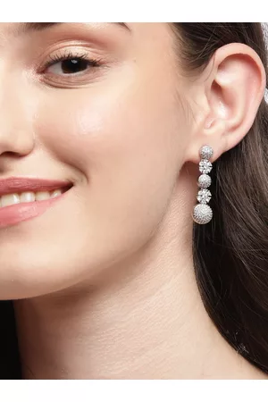 Ishin Silver-Plated Classic Zirconia Drop Earrings