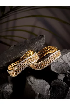Saraf RS Jewellery Set Of 2 Gold-Plated White AD-Studded Handcrafted Bangles