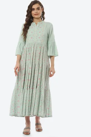 Rangriti Women Green Floral Printed Maxi Dress