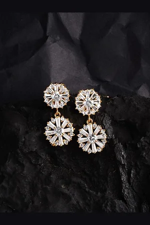HOT AND BOLD Gold-Toned & Silver-Toned Gold-Plated Circular Drop Earrings