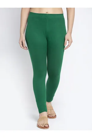 Jinfo Women Green Solid Ankle-Length Leggings