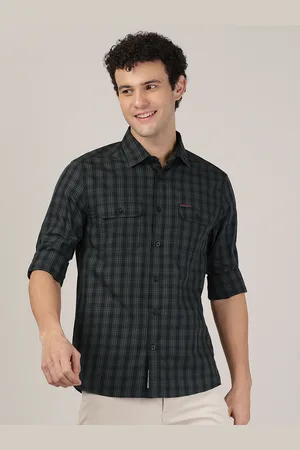 MERCHANT MARINE Men Black Classic Slim Fit Checked Cotton Casual Shirt