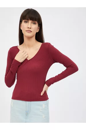 Harpa Women Maroon Fitted Top